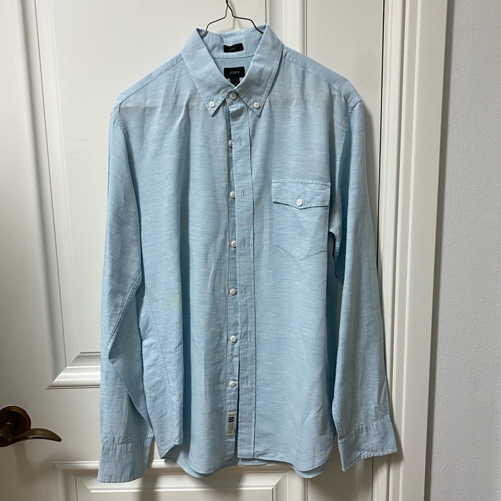 J Crew mens linen button down shirt